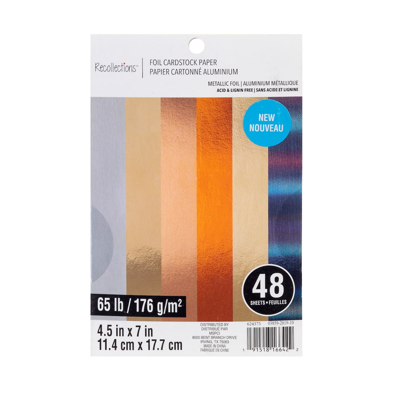 Paquet économique de papier cartonné métallisé par Recollections, 21,5 x 27,9 cm